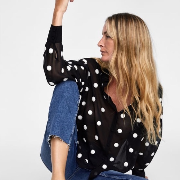 Zara Tops - ZARA contrasting polka dot blouse
